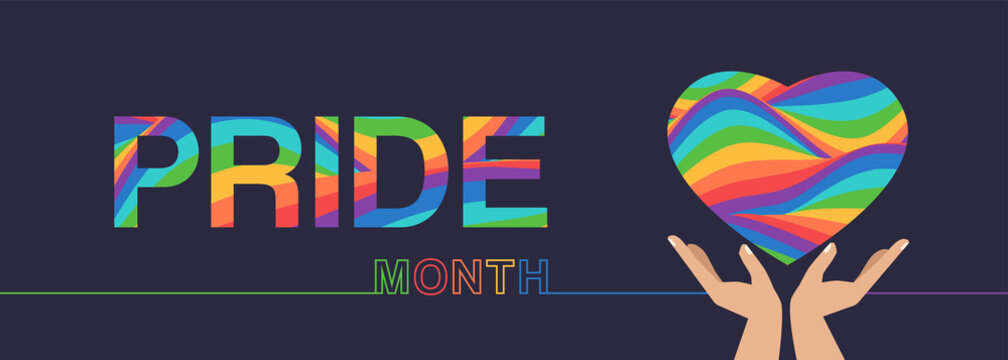 LGBT pride month background. Vector background with rainbow colors and heart shape