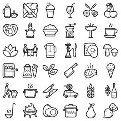 Food Flat Icon Set Isolated On White Background