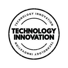 Technology Innovation text stamp, concept background