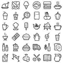 Food Flat Icon Set Isolated On White Background