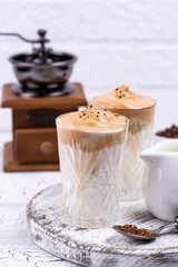 Dalgona whipped coffee with milk