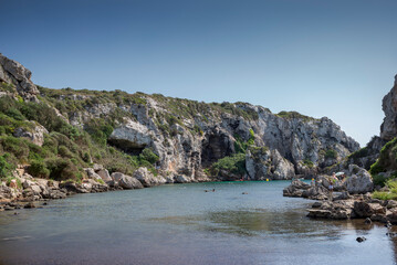 Fototapeta na wymiar Views of Cales Coves, a famous place in the municipality of Alaior, Menorca, Spain