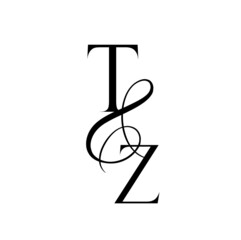 zt, tz, monogram logo. Calligraphic signature icon. Wedding Logo Monogram. modern monogram symbol. Couples logo for wedding
