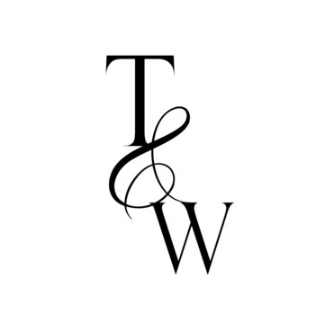 wt, tw, monogram logo. Calligraphic signature icon. Wedding Logo Monogram. modern monogram symbol. Couples logo for wedding
