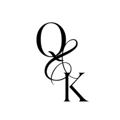 kq, qk, monogram logo. Calligraphic signature icon. Wedding Logo Monogram. modern monogram symbol. Couples logo for wedding