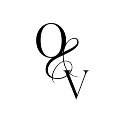 vo, ov, monogram logo. Calligraphic signature icon. Wedding Logo Monogram. modern monogram symbol. Couples logo for wedding
