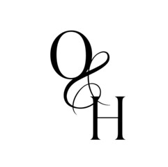 ho, oh, monogram logo. Calligraphic signature icon. Wedding Logo Monogram. modern monogram symbol. Couples logo for wedding