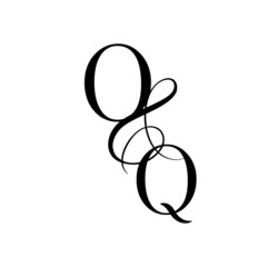 qo, oq, monogram logo. Calligraphic signature icon. Wedding Logo Monogram. modern monogram symbol. Couples logo for wedding
