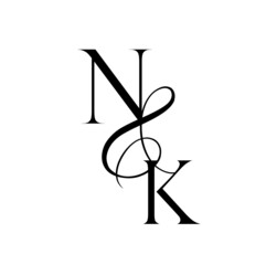 kn, nk, monogram logo. Calligraphic signature icon. Wedding Logo Monogram. modern monogram symbol. Couples logo for wedding