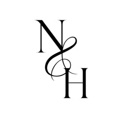 hn, nh, monogram logo. Calligraphic signature icon. Wedding Logo Monogram. modern monogram symbol. Couples logo for wedding