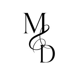 dm, md, monogram logo. Calligraphic signature icon. Wedding Logo Monogram. modern monogram symbol. Couples logo for wedding