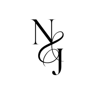 jn, nj, monogram logo. Calligraphic signature icon. Wedding Logo Monogram. modern monogram symbol. Couples logo for wedding