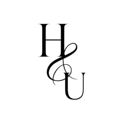 uh, hu, monogram logo. Calligraphic signature icon. Wedding Logo Monogram. modern monogram symbol. Couples logo for wedding