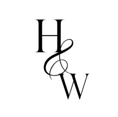 Naklejka premium wh, hw, monogram logo. Calligraphic signature icon. Wedding Logo Monogram. modern monogram symbol. Couples logo for wedding