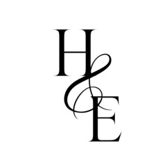 eh, he, monogram logo. Calligraphic signature icon. Wedding Logo Monogram. modern monogram symbol. Couples logo for wedding