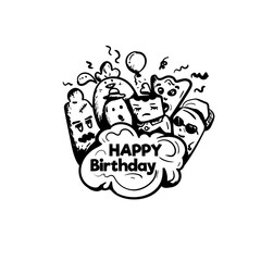 happy birthday doodle gift card