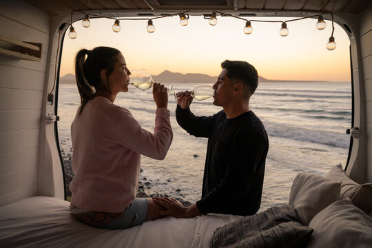 Atardecer en la playa, Camper life, Van life