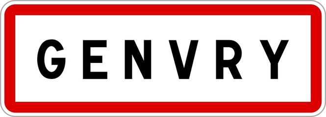 Obraz premium Panneau entrée ville agglomération Genvry / Town entrance sign Genvry