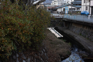 bridge over the river in autumn