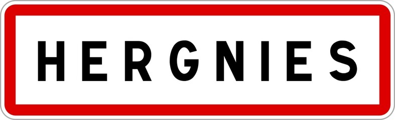 Panneau entrée ville agglomération Hergnies / Town entrance sign Hergnies