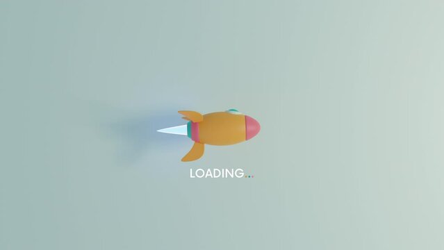 minimal and colorful 3d rocket illustration move from left to right loading screen 4K UHD background design