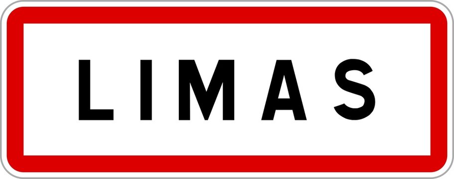Panneau entr&eacute;e ville agglom&eacute;ration Limas / Town entrance sign Limas