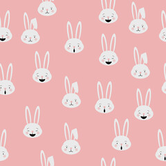 simple pattern funny heads small rabbit