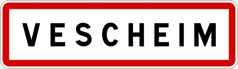 Panneau entrée ville agglomération Vescheim / Town entrance sign Vescheim