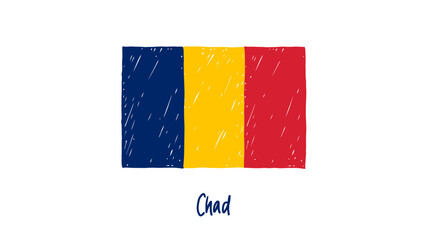 Chad National Country Flag Marker or Pencil Sketch Illustration Vector