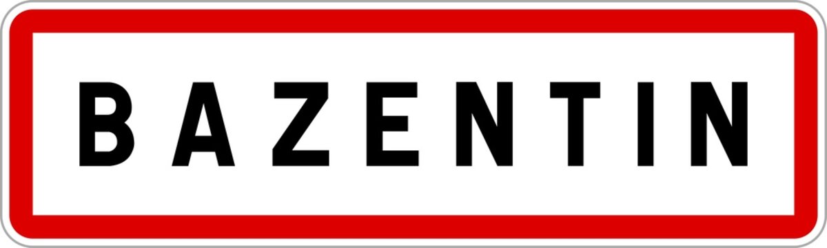 Panneau entrée ville agglomération Bazentin / Town entrance sign Bazentin
