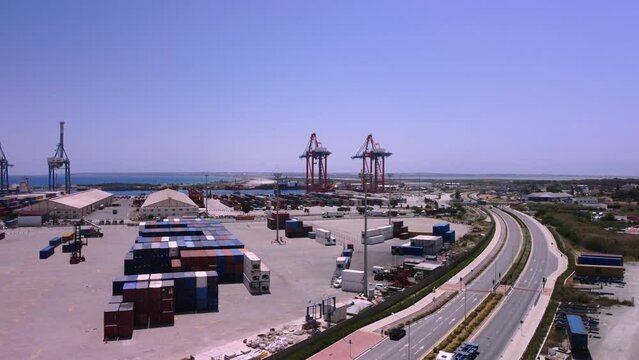 Aerial view of the new port in the city of Limassol on the island of Cyprus.
