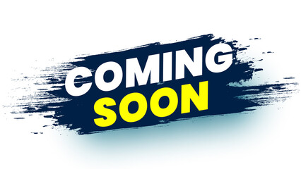 Coming soon banner with grunge brush stroke. Vector illustration.