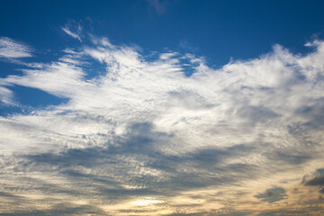 Fototapeta premium blue sky with clouds, blue background.