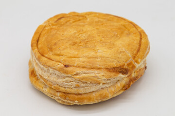 Greek Style Puff Pastry Cheese Pie on a White Background