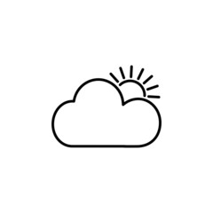 Sun cloud icon vector. Line weather symbol. Trendy flat outline ui sign design. Thin linear graphic pictogram for web site, mobile application. Logo illustration. Eps10.