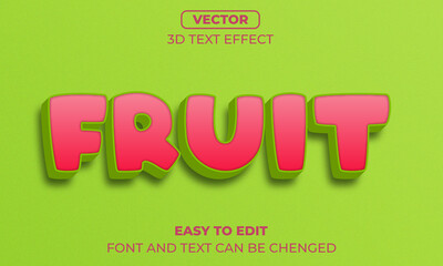 Fruit Editable 3d text effect green and red