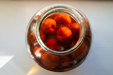jar of apple compote on the table