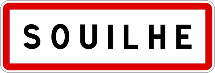 Panneau entrée ville agglomération Souilhe / Town entrance sign Souilhe