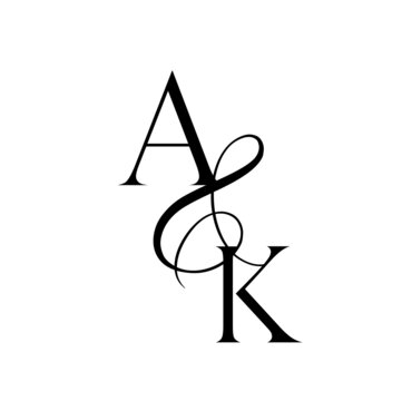 ka, ak, monogram logo. Calligraphic signature icon. Wedding Logo Monogram. modern monogram symbol. Couples logo for wedding