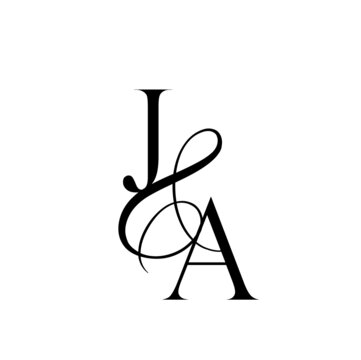 aj, ja, monogram logo. Calligraphic signature icon. Wedding Logo Monogram. modern monogram symbol. Couples logo for wedding
