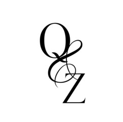 zq, qz, monogram logo. Calligraphic signature icon. Wedding Logo Monogram. modern monogram symbol. Couples logo for wedding