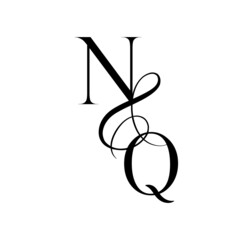 qn, nq, monogram logo. Calligraphic signature icon. Wedding Logo Monogram. modern monogram symbol. Couples logo for wedding