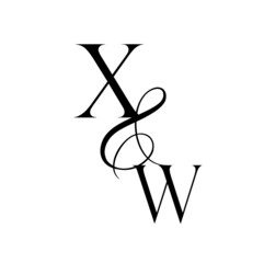 wx, xw, monogram logo. Calligraphic signature icon. Wedding Logo Monogram. modern monogram symbol. Couples logo for wedding