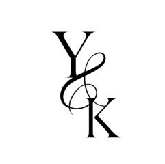 ky, yk, monogram logo. Calligraphic signature icon. Wedding Logo Monogram. modern monogram symbol. Couples logo for wedding