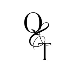 tq, qt, monogram logo. Calligraphic signature icon. Wedding Logo Monogram. modern monogram symbol. Couples logo for wedding