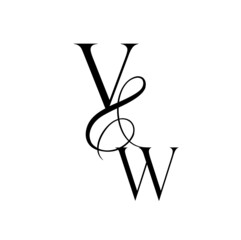wv, vw, monogram logo. Calligraphic signature icon. Wedding Logo Monogram. modern monogram symbol. Couples logo for wedding