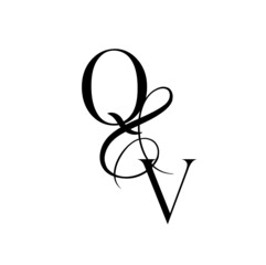 vq, qv, monogram logo. Calligraphic signature icon. Wedding Logo Monogram. modern monogram symbol. Couples logo for wedding