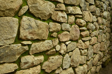 Ruins of the ancient Inca city machu picchu in fog, Peru