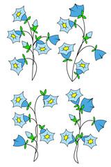 Bellflower floral set cartoon isolated illustrations