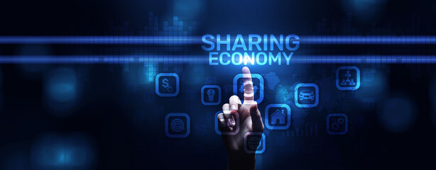 Fototapeta premium Sharing economy rental rent business innovation technology concept.
